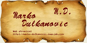 Marko Dulkanović vizit kartica